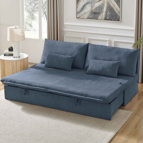 Ideal Furniture Sofa Bed with Storage Drawer, Blue