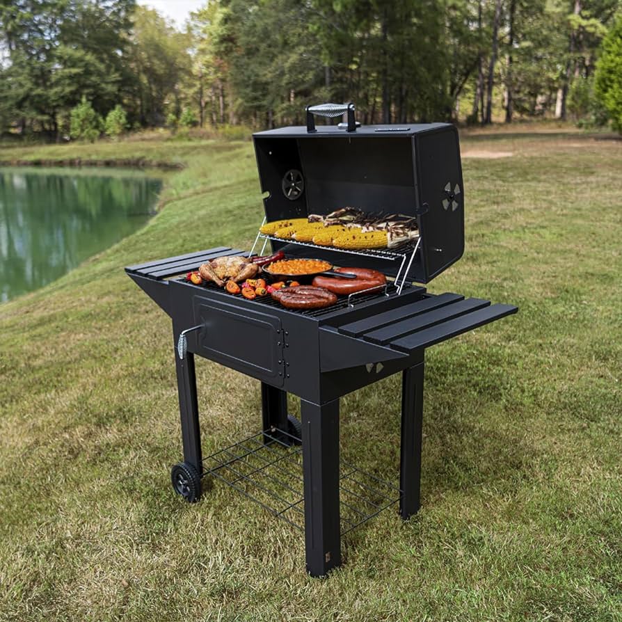 Char-Broil American Gourmet 610 Charcoal Grill with Side Shelves