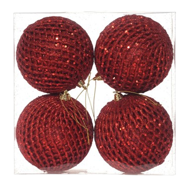 ^Miro Christmas Balls 10cm, Red (4-pc Set)