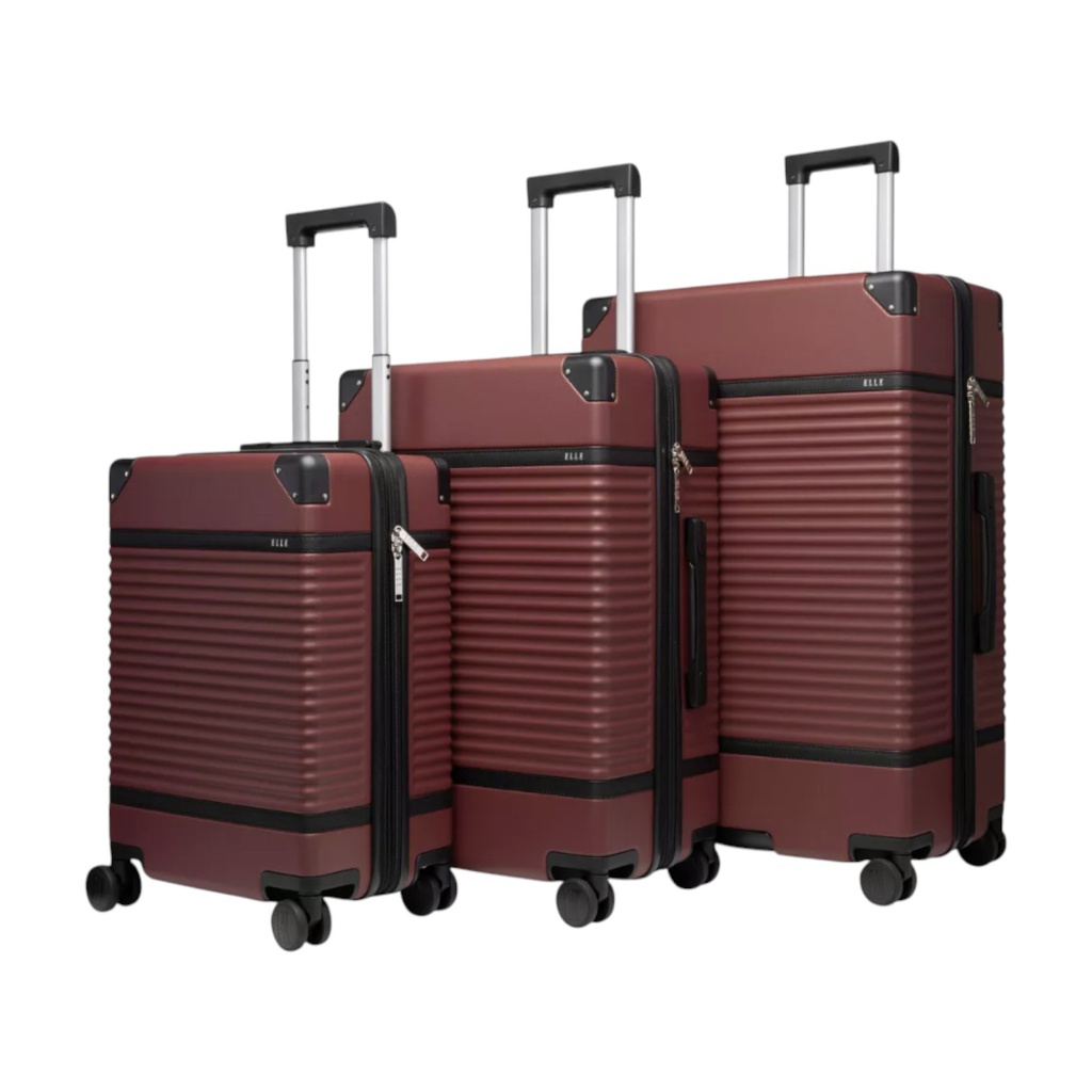 ****Elle Belleville Composite Luggage with Double Spinner Wheels 28In., Burgundy