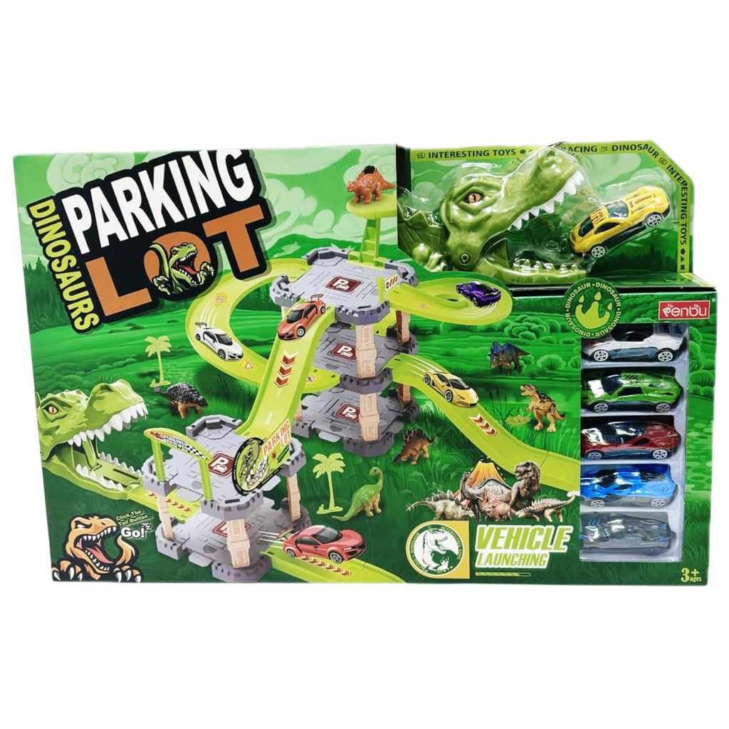 Duramade Catapult Dinosaur Track Parking Lot with 6 Cars and Dinosaurs