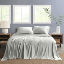 [NSH4PC-KING-LGRY] Nautica King Sheet Set Solid 4pc Light Grey