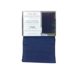 [711-1446880] Spa Collection Solid Shower Curtain with Hooks, Navy