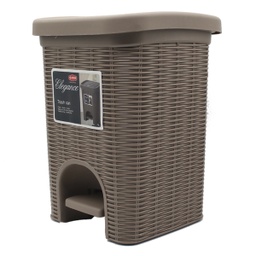 [MSKTC200/ZY-132 / HHSO-GBGB-01012] Mr. Save Plastic Step-On Trash Can 8 x 8 x 6.5 In. Blk/ Beige
